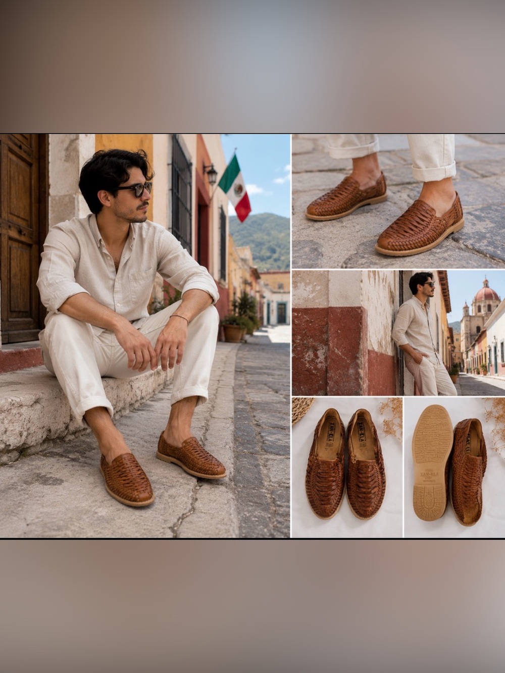 Handmade Mexican Huarache Men’s Leather Sandals Brown US 12 Boho